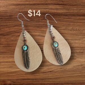 Silver and Cream Feather Earrings